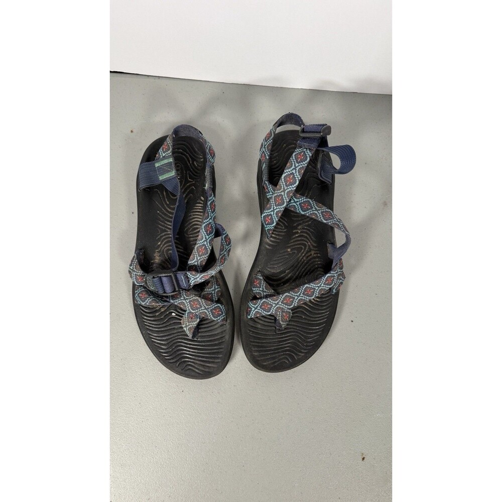 Chaco ZX/2 Classic Athletic Hiking Sandals Blue Geometric Toe Loop Women's 11